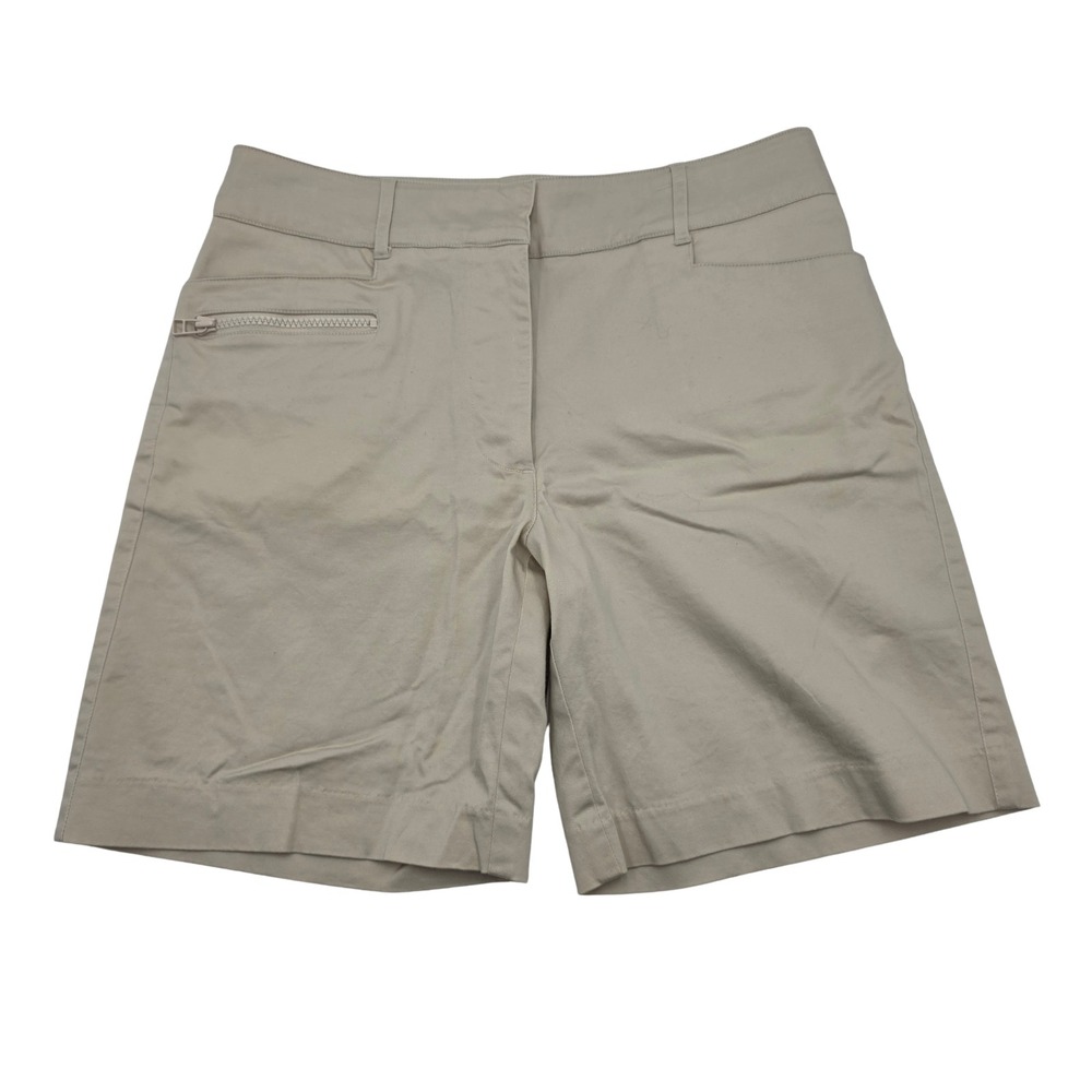 IZOD Golf Womens 8 Khaki Flat Front Stretch Golf Shorts Cotton Spandex